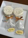 12 NUMBER FIFTEEN #15 Large Chocolate Decorative Floral Lollipop Party Favors 15th Birthday