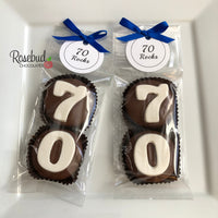 8 Sets #70 Chocolate Covered Oreo Cookie Candy Party Favors CUSTOM TAGS 70th Birthday