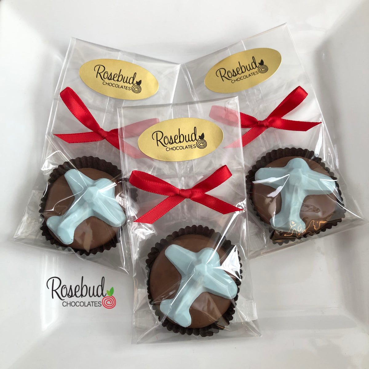 12 AIRPLANE Chocolate Covered Oreo Cookie Candy Party Favors Rosebud