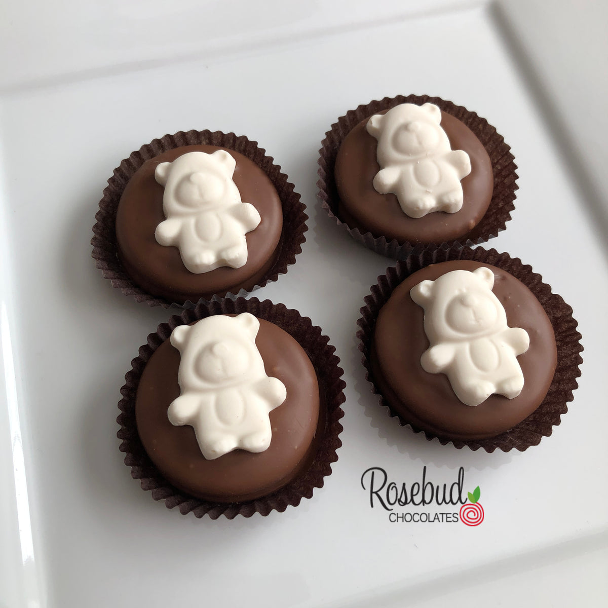12 TEDDY BEAR Chocolate Covered Oreo Cookie Candy Party Baby