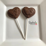 12 BUTTERFLY Heart Shaped Chocolate Lollipops Candy Party Favors