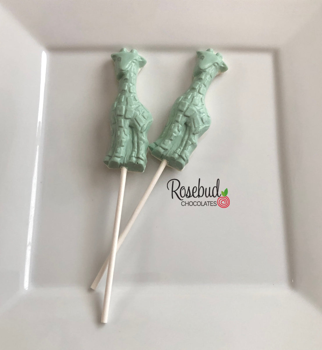 12 GIRAFFE Chocolate Lollipops Animal Birthday Party Favors Rosebud
