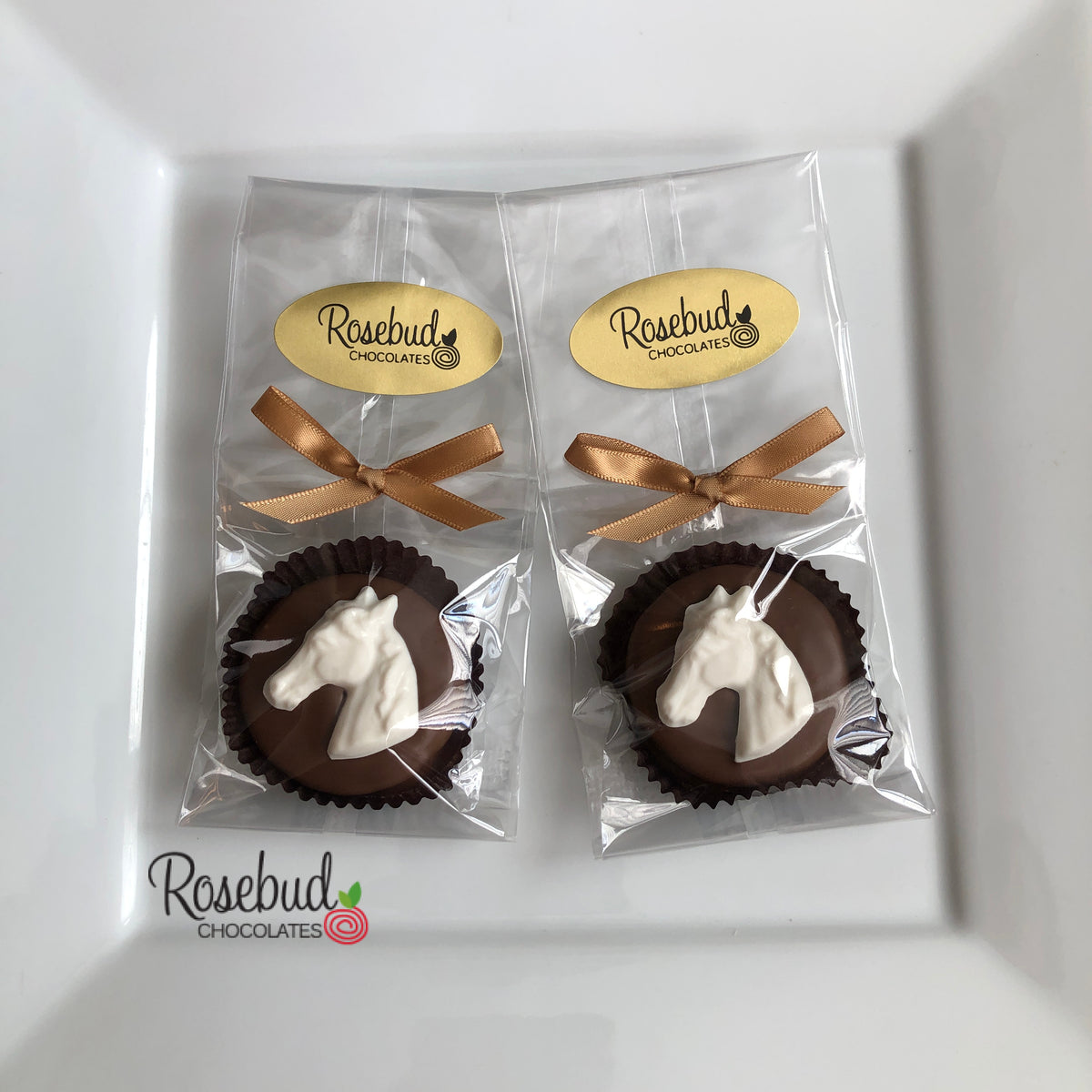 12 HORSE Chocolate Covered Oreo Cookie Candy Party Favors Rosebud