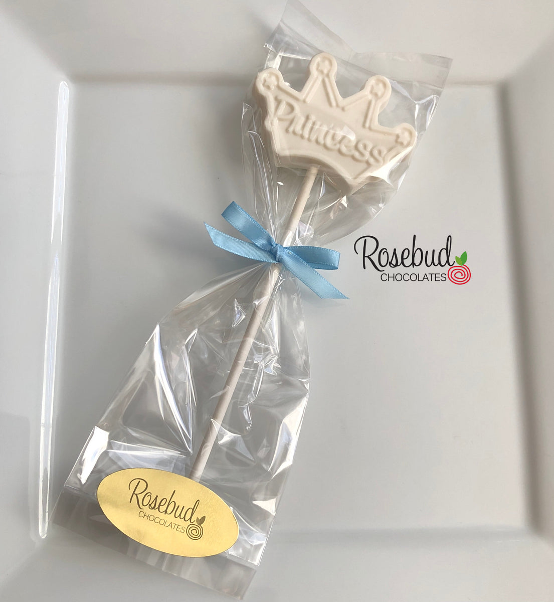 12 PRINCESS TIARA Chocolate Lollipop Birthday Party Favors Rosebud
