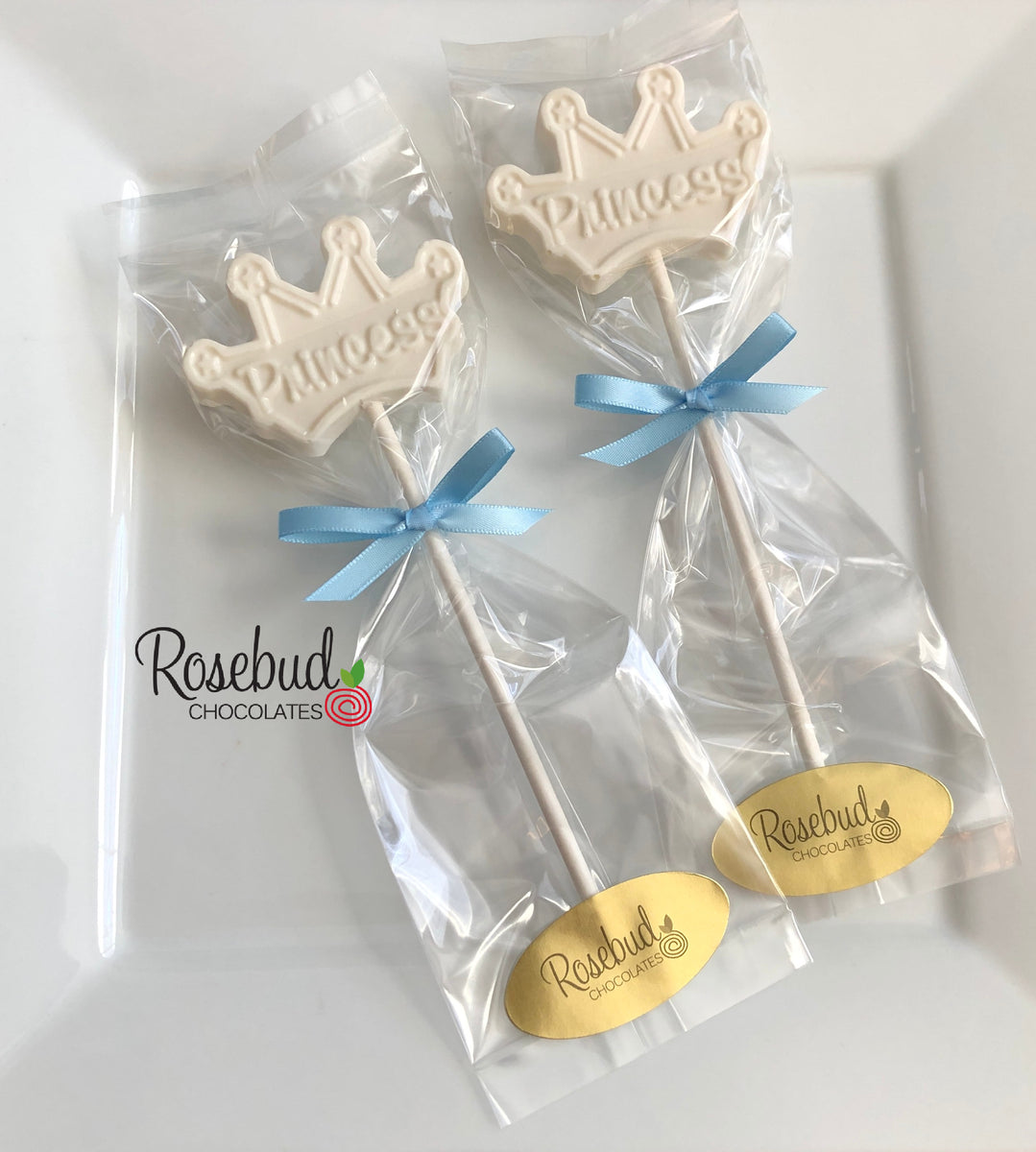 12 PRINCESS TIARA Chocolate Lollipop Birthday Party Favors Rosebud