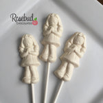 12 PRAYING GIRL Chocolate Lollipops Religious Candy Party Favors