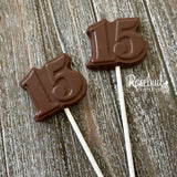 15th Birthday Set of 12 Chocolate Lollipops #15 Party Favors