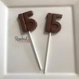 15th Birthday Set of 12 Chocolate Block #15 Lollipops Candy Party Favors