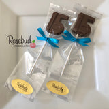 15th Birthday Set of 12 Chocolate Block #15 Lollipops Candy Party Favors