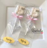15th Birthday Set of 12 Chocolate Block #15 Lollipops Candy Party Favors