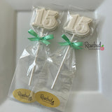 15th Birthday Set of 12 Chocolate Lollipops #15 Party Favors