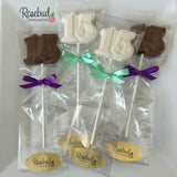 15th Birthday Set of 12 Chocolate Lollipops #15 Party Favors