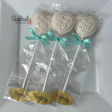SWEET 16 Set of 12 Chocolate Heart Shaped Lollipop 16th Birthday Party Favors
