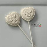 SWEET 16 Set of 12 Chocolate Heart Shaped Lollipop 16th Birthday Party Favors