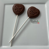 SWEET 16 Set of 12 Chocolate Heart Shaped Lollipop 16th Birthday Party Favors