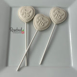 SWEET 16 Set of 12 Chocolate Heart Shaped Lollipop 16th Birthday Party Favors