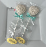 SWEET 16 Set of 12 Chocolate Heart Shaped Lollipop 16th Birthday Party Favors