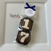 8 Sets #17 Chocolate Covered Oreo Cookie Candy Party Favors CUSTOM TAGS 17th Birthday
