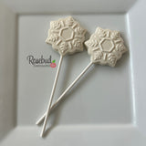 SNOWFLAKE Set of 12 Chocolate Lollipop Holiday Christmas Lollipop Favors