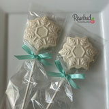 SNOWFLAKE Set of 12 Chocolate Lollipop Holiday Christmas Lollipop Favors