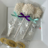 SNOWFLAKE Set of 12 Chocolate Lollipop Holiday Christmas Lollipop Favors