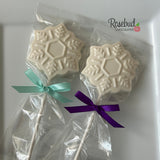 SNOWFLAKE Set of 12 Chocolate Lollipop Holiday Christmas Lollipop Favors