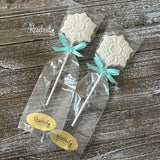 SNOWFLAKE Set of 12 Chocolate Lollipop Holiday Christmas Lollipop Favors