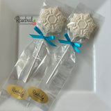 SNOWFLAKE Set of 12 Chocolate Lollipop Holiday Christmas Lollipop Favors