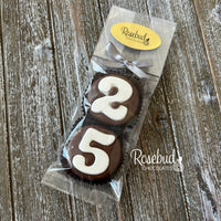 8 Sets #25 Chocolate Covered Oreo Cookie Party Favors 25th Birthday Anniversary