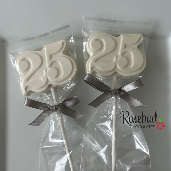 12 NUMBER TWENTY-FIVE #25 Chocolate Lollipop Birthday Party Favors