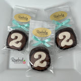 Number TWO Set of 12 Chocolate Covered Oreo Cookie # Candy Party Favors 2nd Birthday