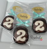 Number TWO Set of 12 Chocolate Covered Oreo Cookie # Candy Party Favors 2nd Birthday