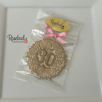 12 Number THIRTY #30 Chocolate Decorative Floral GOLD DUSTED Lollipop Party Favors 30th Birthday Anniversary