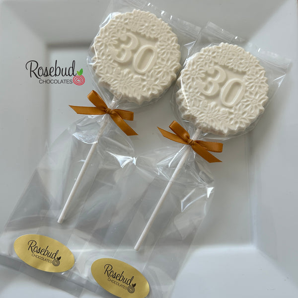 12 NUMBER THIRTY #30 Chocolate Decorative Floral Candy Party Favors 30th Birthday Anniversary