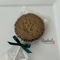 12 Number THIRTY #30 Chocolate Decorative Floral GOLD DUSTED Lollipop Party Favors 30th Birthday Anniversary