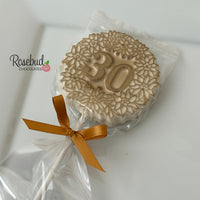 12 Number THIRTY #30 Chocolate Decorative Floral GOLD DUSTED Lollipop Party Favors 30th Birthday Anniversary