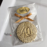 12 Number FORTY #40 Chocolate Decorative Floral GOLD DUSTED Lollipop Party Favors 40th Birthday Anniversary