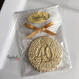 12 Number FORTY #40 Chocolate Decorative Floral GOLD DUSTED Lollipop Party Favors 40th Birthday Anniversary