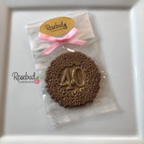 12 Number FORTY #40 Chocolate Decorative Floral GOLD DUSTED Lollipop Party Favors 40th Birthday Anniversary
