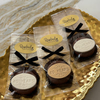 12 "40 Years" Chocolate Covered Oreo Cookie Candy Party Favors Gold Dusted Oval