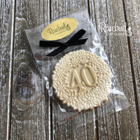 12 Number FORTY #40 Chocolate Decorative Floral GOLD DUSTED Lollipop Party Favors 40th Birthday Anniversary
