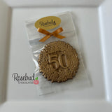 12 Gold Dusted #50 Decorative Chocolate Lollipop 50th Birthday Candy Party Favors