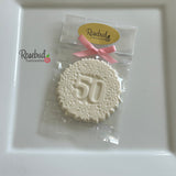 50th Birthday Set of 12 Chocolate #50 Floral Lollipops Anniversary Party Favors