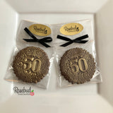 12 Gold Dusted #50 Decorative Chocolate Lollipop 50th Birthday Candy Party Favors
