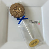 12 Gold Dusted #50 Decorative Chocolate Lollipop 50th Birthday Candy Party Favors