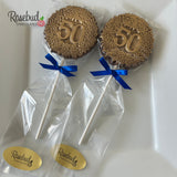 12 Gold Dusted #50 Decorative Chocolate Lollipop 50th Birthday Candy Party Favors