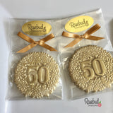 12 Gold Dusted #50 Decorative Chocolate Lollipop 50th Birthday Candy Party Favors