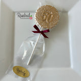 12 Gold Dusted #50 Decorative Chocolate Lollipop 50th Birthday Candy Party Favors