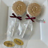 12 Gold Dusted #50 Decorative Chocolate Lollipop 50th Birthday Candy Party Favors