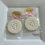 50th Birthday Set of 12 Chocolate #50 Floral Lollipops Anniversary Party Favors